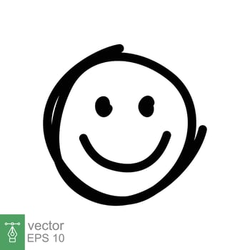 Smile face icon. Simple outline style. Happy head doodle sketch, funny, fun, emotion concept. Thin line symbol. Vector symbol illustration isolated on white background. EPS 10.