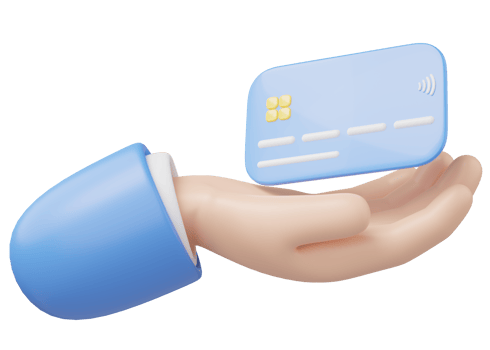 3D Hand hold Credit card and float isolated on transparent. Online store debit cards accept. Withdraw money, Easy shopping, Cashless society concept. 3d render cartoon icon smooth. png