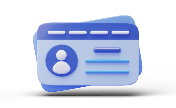 3d Id card icon. Identification card floating isolated on transparent Plastic identity verification card. human resources,  driver license, verify identity concept. 3d rendering. png