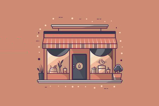 Cofe Shop vector art with circular vintage logo isolated, restaurant vector, shop. market place , store shop vector flat design with glasses, shadows and highlights, Vector Eps file