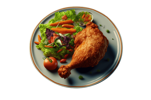 Tasty fried chicken leg isolated on transparent background png