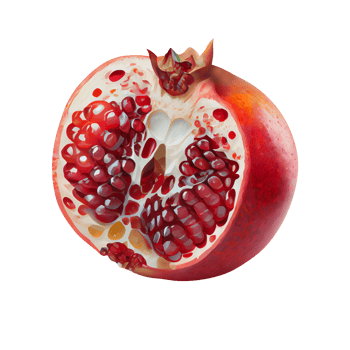 Fresh pomegranate with red seeds isolated on transparent background png