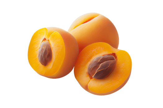 Fresh tasty apricot fruit with seed isolated on transparent background png