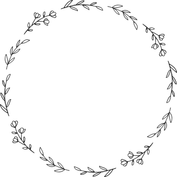 Wreath of doodle hand drawn flowers and leaves or circle floral frame border for wedding invitation, engagement, and greeting card png