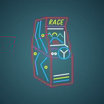 Retro arcade game machine icon. Bright emblem. vector