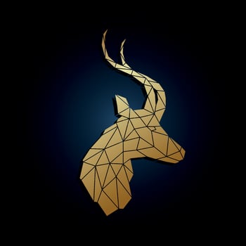 Antelope golden head, geometric silhouette isolated on dark background. vector