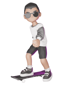 A cartoon character with sunglasses and a skateboard png