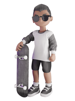 A cartoon character with sunglasses and a skateboard png