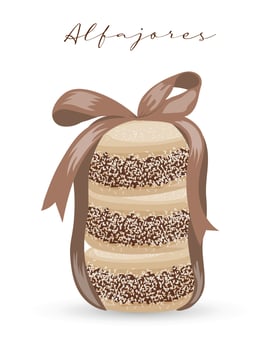 Alfajores cookies, Latin American cuisine, Argentinean national cuisine. Food illustration, vector