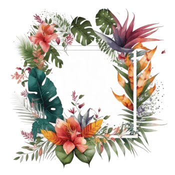 Watercolor tropical leaves cutout png