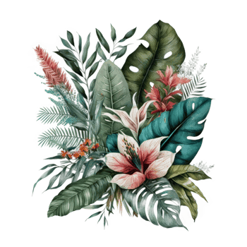 Watercolor tropical leaves cutout png