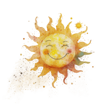 Cute watercolor sun cutout png