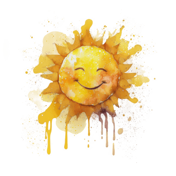 Cute watercolor sun cutout png