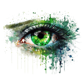 Watercolor green eye cutout png