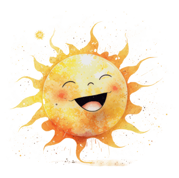 Cute watercolor sun cutout png