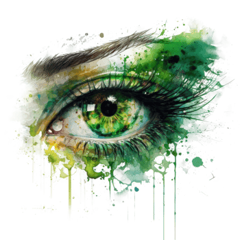 Watercolor green eye cutout png