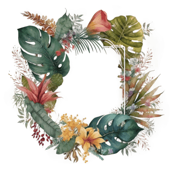 Watercolor tropical leaves cutout png