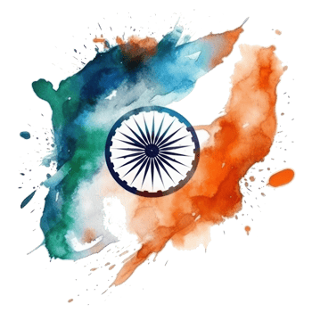 Watercolor painted Indian flag cutout png