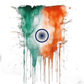 Watercolor painted Indian flag cutout png
