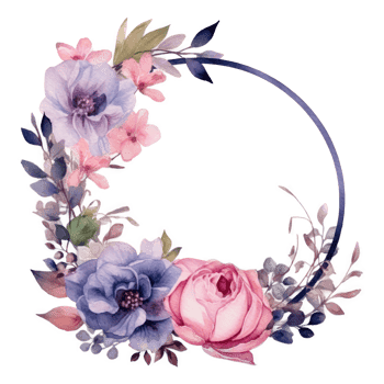 Watercolor floral frame cutout png