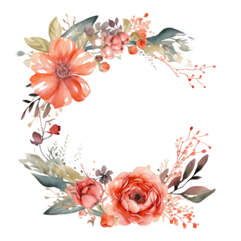 Watercolor floral frame cutout png