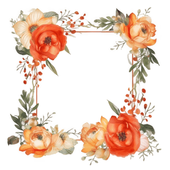 Watercolor floral frame cutout png