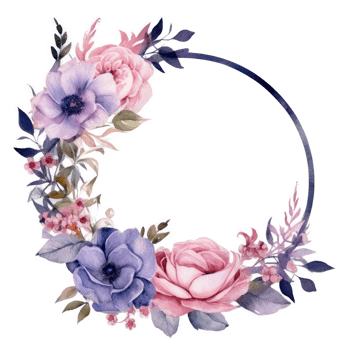 Watercolor floral frame cutout png