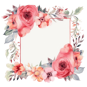 Watercolor floral frame cutout png