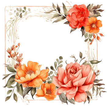 Watercolor floral frame cutout png