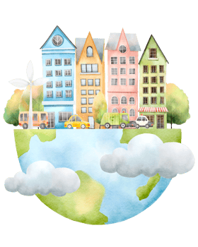 Environmental City Watercolor png