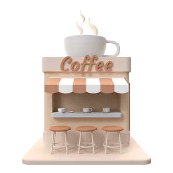 3D rendering of a coffee shop building. Object on a transparent background. png