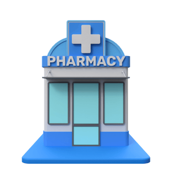 3D rendering of a pharmacy building illustration png