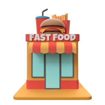 3D rendering of a fast food shop building illustration png