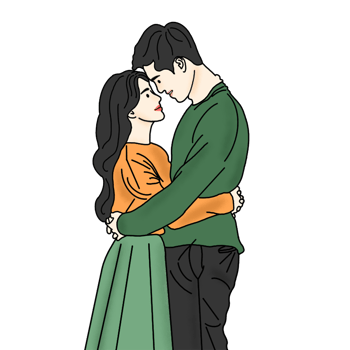 hand drawn couple illustration png