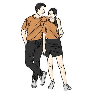 hand drawn couple illustration png