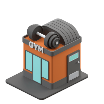 3D rendering of a isometric gym building illustration png