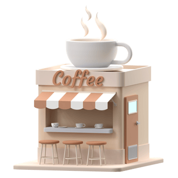 3D rendering of a coffee shop building. Object on a transparent background. png