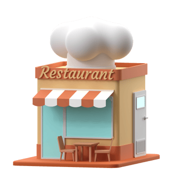3D rendering of a restaurant building illustration png