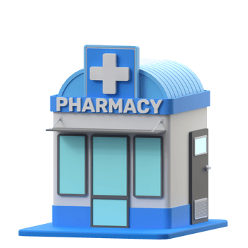 3D rendering of a pharmacy building illustration png