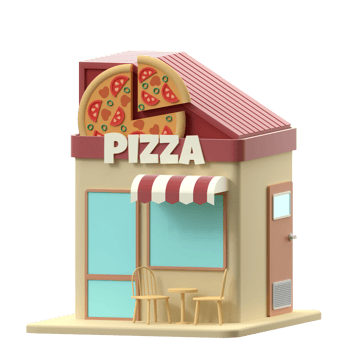 3D rendering of a pizza shop building illustration png