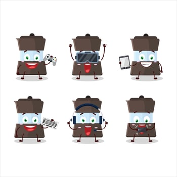 Mokka pot cartoon character are playing games with various cute emoticons vector