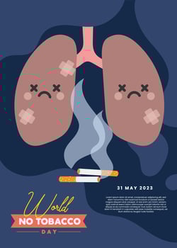 cute flat vector no tobacco day, stop smoking, danger of smoking, no smoking, 31 may