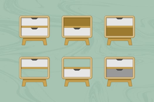 wooden furniture set for interior design. flat vector furniture set design