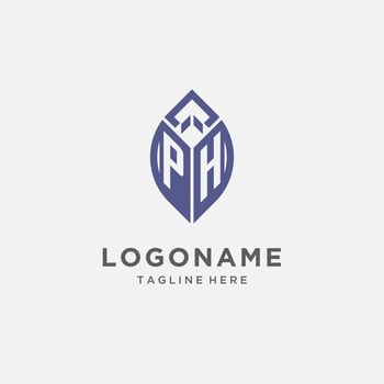 PH logo with leaf shape, clean and modern monogram initial logo design vector