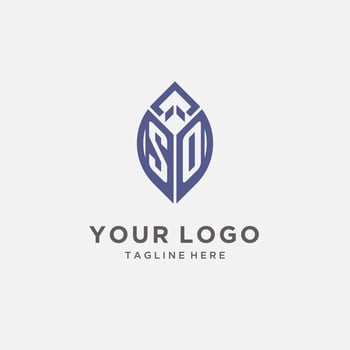 SO logo with leaf shape, clean and modern monogram initial logo design vector