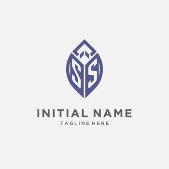 SS logo with leaf shape, clean and modern monogram initial logo design vector
