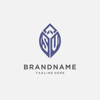 SV logo with leaf shape, clean and modern monogram initial logo design vector