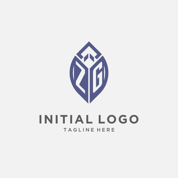 ZG logo with leaf shape, clean and modern monogram initial logo design vector