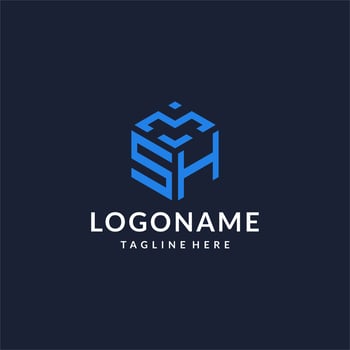 SH logo hexagon designs, best monogram initial logo with hexagonal shape design ideas vector