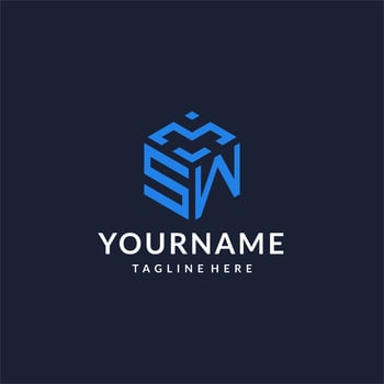 SW logo hexagon designs, best monogram initial logo with hexagonal shape design ideas vector